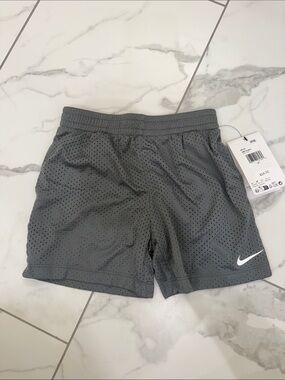 Nike Kids Gray Perforated Athletic Shorts with White Swoosh